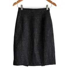 RE230 Max Mara マックスマーラ ツイード スカート イタリア製 黒×白 ウール混 タイト ミモレ丈 上品 美シルエット レディース 36サイズ