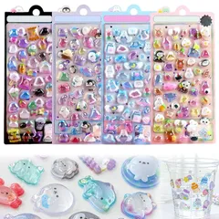 LIKENNY デコシール 可愛い 2枚セット 立体 ドロップ 3Dぷっくりシール DIY キラキラな 女の子 ギフト インテリア 手帳 スマホ スクラップブック用 1