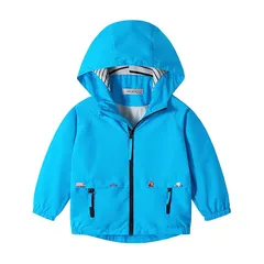 【新品】 [Volunboy] ウインドブレーカー キッズ 男の子 子供 アウター ジャンパー 春 秋 薄手 裏地付き 撥水 防風 防寒 80-140cm (ターコイズブルー,110) 0