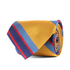 新品同様 BROOKS BROTHERS ブルックスブラザーズ 現行モデル レジメンタル ストライプ シルク ネクタイ イエロー ブルー レッド 日本製 ファッション 雑貨 小物【メンズ】