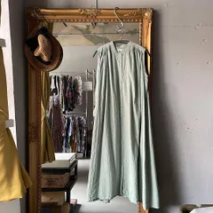 @ ワンピース シャツ ロング ノースリーブ ミントブルー 無地 ノースリーブ　お呼ばれ　デート　オフィスカジュアル　食事会　コットン