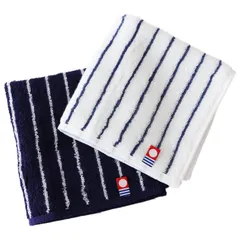 タオルハンカチ 2枚 セット ハンドタオル 日本製 認定 綿100% 今治タオル 02 imaa(アイマ) ネイビーxホワイト