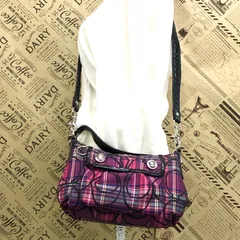 コーチ ショルダー ハンド バッグ チェック ポピー 旅行 FX555