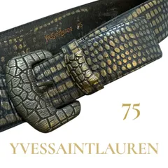 イヴサンローラン　Yves Saint Laurent ヴィンテージ　ベルト　ブラック　ゴールド　幅4.4cm 75 希少