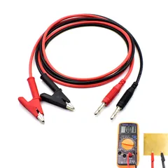 新品　15A / 1m 1000V 電子工作 回路接続 ソフト電気テスト用 ワニ口クリップテストプローブ 回路実験用テストリード （レッド、ブラック） ケーブル【2本組】絶縁マルチメーター電気テスト バナナプラグ ワニ口クリップケーブル テストリード TVET