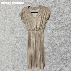 mysty woman 花柄プリーツワンピース クリーム色 Fサイズ