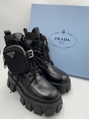 美品 PRADA プラダ 22.5cm程度 モノリス ブーツ ポーチ付き - メルカリ