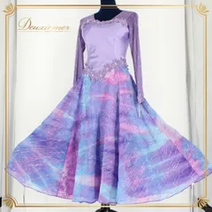社交ダンス 衣装 スタンダード ドレス ワンピース パーティ衣装 女性用 レディース オールシーズン 紫 青 ブルー系 パープル系 ラインストーン 長袖 レース 光を纏う ボリューム 優雅 伸縮性 ポリエステル 綿 ドレスアップ パーティー おしゃれ キッズ