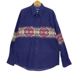 70-80's/70‐80年代ヴィンテージ Wrangler/ラングラー ウエスタンシャツ ネイティブ 長袖 シャツ スナップボタンダウン オーバーサイズ ビッグシルエット メンズ ブルー/その他