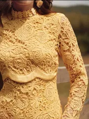 【新品未使用】Anewsta イエロー レース パーティードレス S〜XL