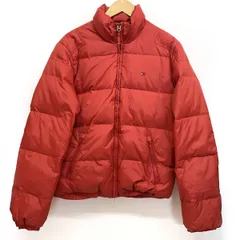 TOMMY HILFIGER トミーヒルフィガー ダウンジャケット スタンドカラー ジップアップ ロゴ 赤 サイズS メンズ ※中古 【津山店】