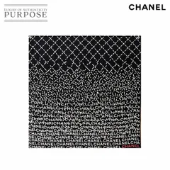 未使用 展示品 シャネル CHANEL ロゴ スカーフ シルク 100% ブラック ホワイト Scarf 90299694