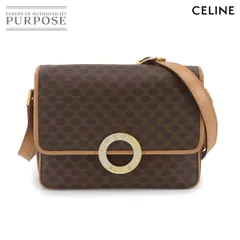 新品同様 セリーヌ CELINE マカダム ショルダー バッグ PVC レザー ブラウン ゴールド 金具 サークルロゴ ヴィンテージ 90299843