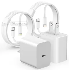 iPhone 充電器 純正 20W PD 急速 [2個セット/Apple MFi・PSE認定] USB C - Lightning ケーブル 2m付き Type C スマホ 電源アダプター タイプC アイフォン充電