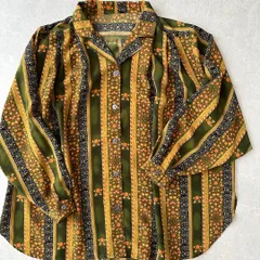 総柄花プリント長袖シャツ M 古着 レディース