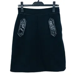 Z1555【良品】LOUIS VUITTON ルイヴィトン ミニスカート ラムスキン ウール100％ 黒 サイズ36 フランス製