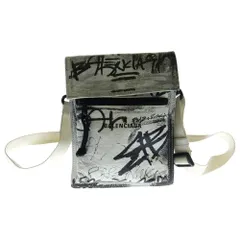 BALENCIAGA (バレンシアガ) グラフィティ エクスプローラー ショルダーバッグ フォンショルダー ブラック×ホワイト レザー 655982