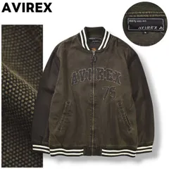 【風合良】 アヴィレックス AVIREX ビッグロゴ コットンダック バーシティジャケット スタジャン ブルゾン アウター XL チャコールグレー メンズ