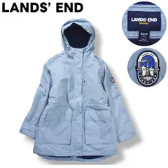 【美品】 ランズエンド LANDS' END Squall Winter Parka スコール ウィンターパーカー レインコート ジャケット アウター アウトドア タウンユース M サックスブルー レディース ♪
