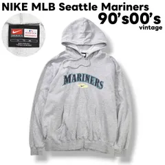 【希少】 90s00sヴィンテージ ナイキ NIKE MLB シアトル マリナーズ Seattle Mariners ロゴプリント スウェット パーカー フーディー 裏起毛 XL ヘザーグレー メンズ