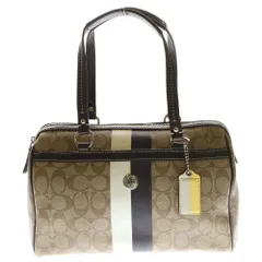 COACH (コーチ) シグネチャー ミニボストンバッグ ハンドバッグ ブラウン×ベージュ レザー シルバー金具 11478