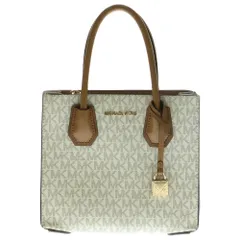 MICHAEL KORS (マイケルコース) MKシグネチャー ハンドバッグ ミニトートバッグ ブラウン×ホワイト ゴールド金具 PVC×レザー