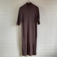 GRL グレイル mb1160 モックネック サイドスリット ニット ワンピース 半袖 トップス ブラウン【中古】 レディース