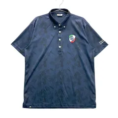 サイズ：LL FILA GOLF フィラゴルフ  半袖ポロシャツ ボタンダウン 総柄 ネイビー系 [240101544667] ゴルフウェア メンズ ストスト