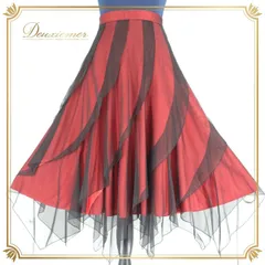 社交ダンス 衣装 スタンダード スカート レッスンウェア 女性用 レディース オールシーズン 赤 黒 SEKINE セキネ ブラック系 レッド系 レース 大人かわいい バイカラー 日本製 ファスナー ポリエステル 伸縮性 有り 7号 スカート丈 約79.5cm