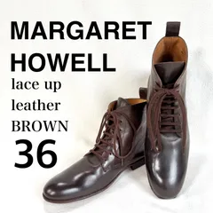 美品・36✨マーガレットハウエル レースアップ レザー ダークブラウン ショート ブーツ