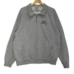 Carhartt/カーハート カレッジ刺繍 ハーフジップ スウェット トレーナー ワンポイント刺繡 オーバーサイズ ビッグシルエット Mexico製 メンズ XL グレー