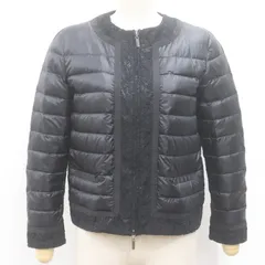 IT7T3MPLITU6 49AV Junko Shimada アベニュージュンコシマダ ショート丈 ダウン レース ノーカラー ダブルジッパー レディース サイズ38