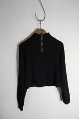 美品 正規 SLY スライ FRONT FASTENER H/N トップス フロント ハーフジップ ニット 長袖 030EAZ70-5840 黒 ブラック サイズF 1024P★4
