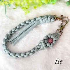 パラコード インカローズ 花ストラップ スマホストラップ ハンドメイド 天然石 アウトドア