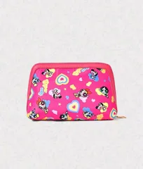 THE POWERPUFF GIRLS 　パワーパフガールズ　ポーチ　ピンク　パワパフ　バブルス　ブロッサム　バターカップ　メイクポーチ　化粧ポーチ　コスメポーチ　可愛い　アメコミ　キャラクター　平成　レトロ　ギフト　プレゼント　海外雑貨