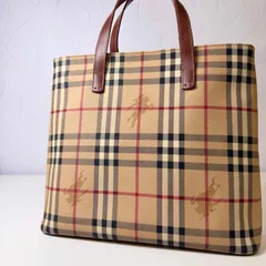 ✨Bランク　  BURBERRY LONDON　ノバチェック　トートバッグ　ハンドバッグ　bag　シャドーホース　PVC　レザー　ブラウン　「5AP」