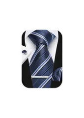 【数量限定】カフスボタン 4点セット タイピン シルク メンズ チーフ 幅8.5cm ブランド品 ネクタイ 結婚式 フォーマル 就活 入学式 A4-02 卒業式 サラリマン [HISDERN] 44柄