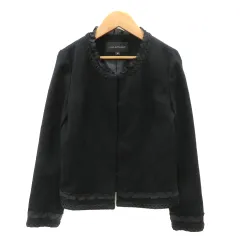 ジルスチュアート JILL STUART ノーカラージャケット ミドル丈 総裏地 M 黒 ブラック /YK45