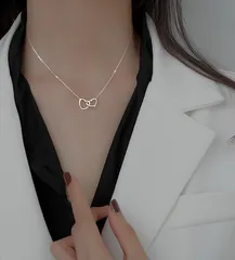 【シルバー】ネックレス レディース シルバー ハート ペア ハートモチーフ 重なり 二連 シンプル 可愛い プレゼント アクセサリー お揃い カップル