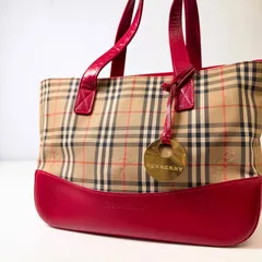 ✨Cランク　 BURBERRY　ヘイマーケットチェック　シャドーホース　ノバチェック　ハンドバッグ　トートバッグ　ミニ　bag　キャンバス　レザー　ロゴチャーム　型押しロゴ　「４R」