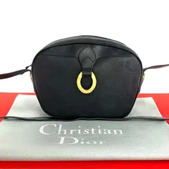 極 美品 Christian Dior ディオール ロゴ 金具 トロッター 柄 レザー 本革 ショルダーバッグ ポシェット サコッシュ ブラック 28179