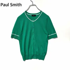 ポールスミス サーマーニット コットンニット カーディガン 半袖 クルーネック グリーン 緑 Mサイズ Paul Smith black