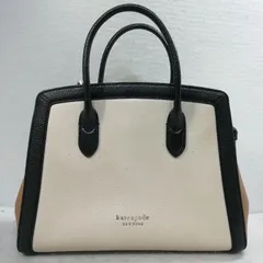 【中古】ケイトスペード ショルダーバッグ ノット カラーブロック ミディアム サッチェル ベージュ×ブラック×ブラウン K4382