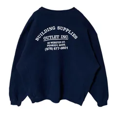 極太アーム トレーナー ネイビー ラッセル 2XL バックプリント メンズ 長袖