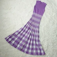 diagram   ダイアグラム     ワンピース    ロング　マキシ丈　 ニット チェック ダイアグラム ラベンダー サイズ36