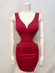 1721 JEWELS ジュエルズ　キャバクラ　ドレス　ストーン　シースルー　ノースリーブ　タイト　ミニ　伸縮性　キャバドレス　S