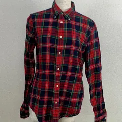 Ralph Lauren　ラルフローレン　クラシックフィット　チェックシャツ　Sサイズ　赤×ネイビー　20251024-0003