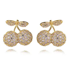 【数量限定】デザイン ピアス レディース シンプルデザイン人気 COOCYさくらんぼジルコニアシンプル 銀の針金属アレルギー対応可愛い ピアス 18金earrings