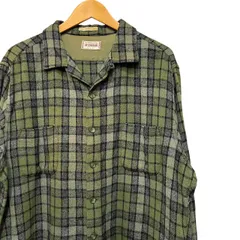 60s ビンテージ McGregor チェック柄 ループカラー ウールシャツ L グリーン系 60年代 ヴィンテージ  vintage  開襟シャツ ウール マクレガー