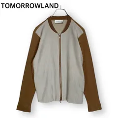 トゥモローランド ノーカラー ニット切替 薄手 ブルゾン ジップ XSサイズ TOMORROWLAND ジップアップ フルジップ シアサッカー 羽織り メンズ